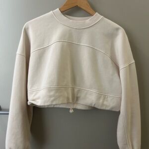 Cream Cropped Sweatshirt